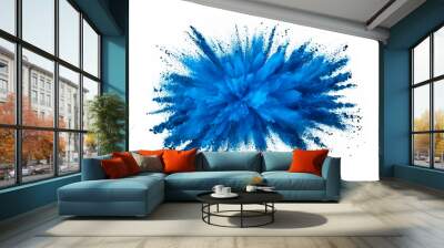 blue explosion of powder on a white background Wall mural