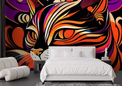 colorful cat icon Wall mural