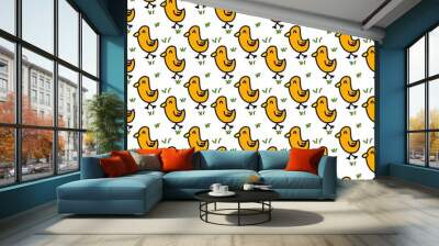 seamless pattern of cute chicken cartoon Wall mural