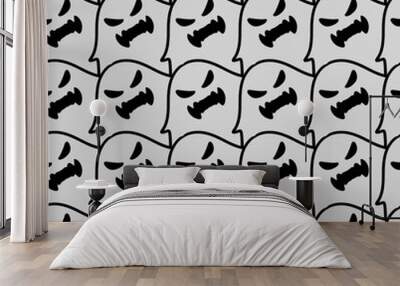 seamless pattern with hand drawn halloween ghost Wall mural