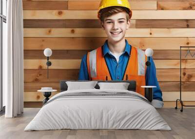 smiling boy in uniform Wall mural