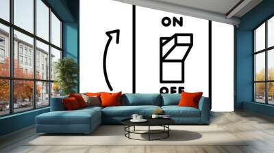 Light on, electric switch icon. Simple outline style. Power turn on button, toggle switch on position, turn on, technology concept. Thin line vector illustration isolated on white background. EPS 10. Wall mural