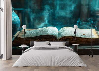 Ancient Spellbook and Witch's Hat Wall mural