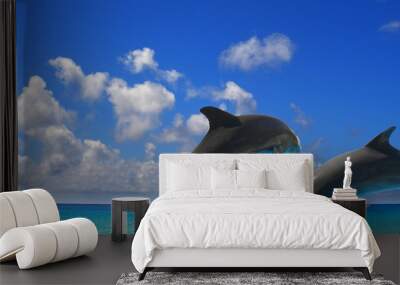 two dolphins Wall mural