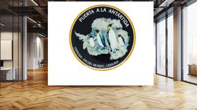 Ushuaia, Argentina. Souvenir fridge magnet isolated on white background. Wall mural