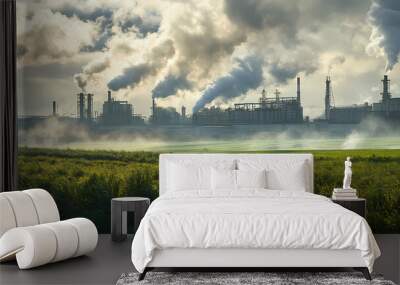 Nature’s Resilience vs Industrial Expansion Wall mural