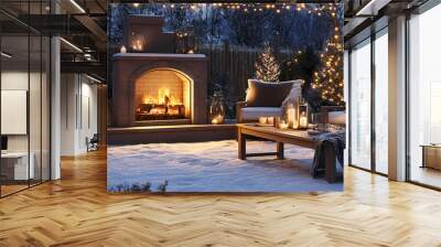 Winter Evening by the Fire Wall mural