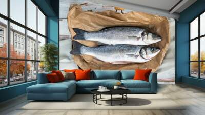 Two Raw Sea Basses Wall mural