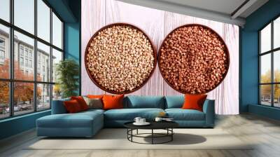 2 types of raw buckwheat Wall mural