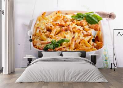 Chicken breast  and cheese rigatoni bake Wall mural