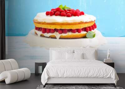 Lemon cake with raspberry Wall mural