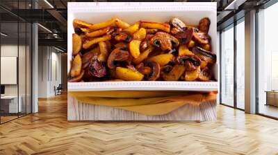 Roast spicy potato with mushrooms Wall mural