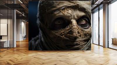 Ancient Egyptian mummy spooky sculpture. Wall mural