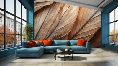 Close up of dried natural palm tree leaf. Wall mural