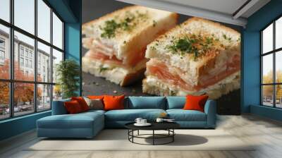 Creative sandwich concepts featuring distinctive ingredients and artful presentation, ideal for an upscale dining experience. Wall mural