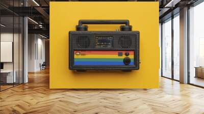 The ghetto blaster serves as a vibrant pride accessory, embodying the dynamic fusion of music and the joyous spirit of LGBTQ+ festivities. Wall mural