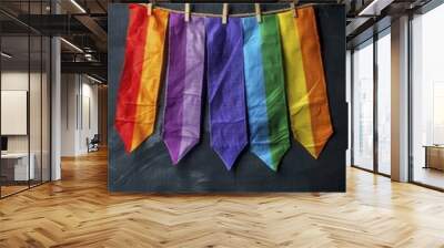 Vibrant pride flag decorations foster a lively and inclusive ambiance, perfect for celebrating pride events and bringing the community together. Wall mural