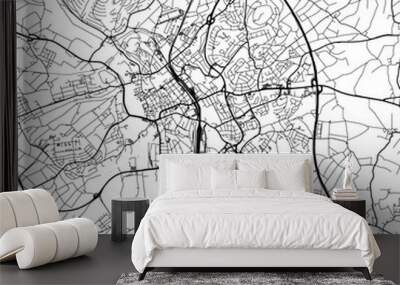 1:1 square aspect ratio vector road map of the city of  Fulda in Germany with black roads on a white background. Wall mural