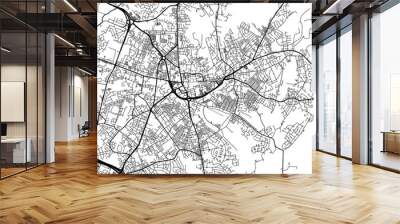 1:1 square aspect ratio vector road map of the city of  Oldham in the United Kingdom with black roads on a white background. Wall mural