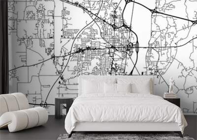 Road map of the city of  Tupelo Mississippi in the United States of America on a transparent background. Wall mural