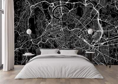 Vector road map of the city of  Roma in the Italy with white roads on a black background. Wall mural