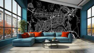 Vector road map of the city of  Townsville in the Australia with white roads on a black background. Wall mural