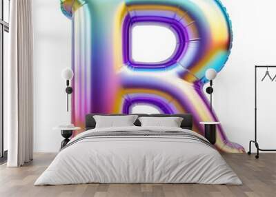 Letter R Iridescent Typeface Balloon, whimsically Inflated Alphabet Illustration Wall mural