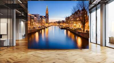 amsterdam at night, netherlands Wall mural