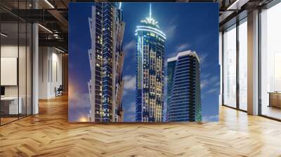 Night skyline of Dubai, United Arab Emirates Wall mural