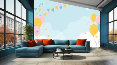 festive vector background with balloons in the sky for banners, cards, flyers, social media wallpapers, etc. Wall mural