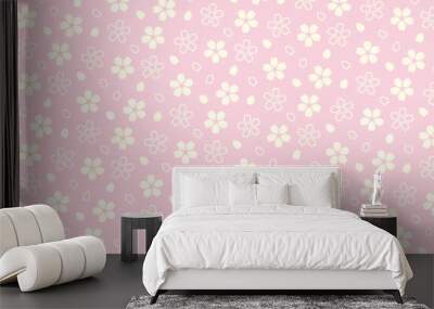 seamless pattern with cherry blossoms for greeting cards, flyers, social media wallpapers, etc.  Wall mural