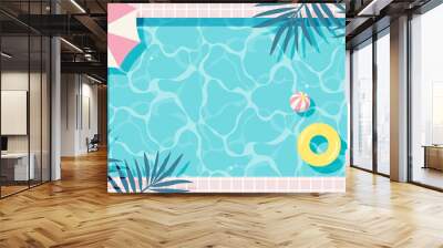 summer vector background with pool illustrations for banners, cards, flyers, social media wallpapers, etc. Wall mural