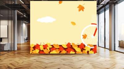 vector background with a bicycle and autumn leaves for banners, cards, flyers, social media wallpapers, etc. Wall mural