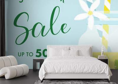 vector background with a glass of lemonade for banners, cards, flyers, social media wallpapers, etc. Wall mural