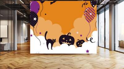 vector background with halloween illustrations for banners, cards, flyers, social media wallpapers, etc. Wall mural