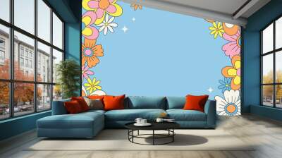 vector background with retro flowers for social media posts, banner, card design, etc. Wall mural