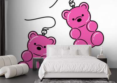 vector illustration of gummy bear earrings on white for banners, cards, flyers, social media wallpapers, etc. Wall mural