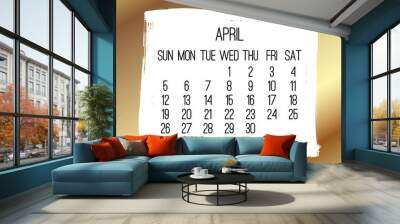 April year 2020 monthly golden calendar Wall mural