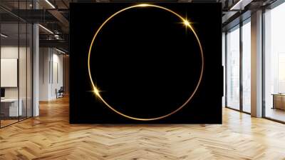 Golden shiny glowing frame isolated over black Wall mural