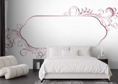 Rose golden shiny glowing ornate frame isolated over white Wall mural