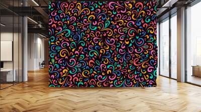 Wavy doodle seamless pattern Wall mural