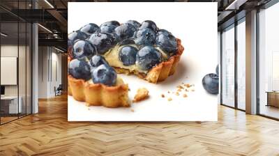 blueberry tart on white background Wall mural