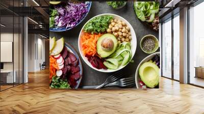 Breakfast vegan bowls Wall mural