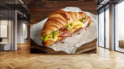 Croissant sandwich with cheese and ham Wall mural