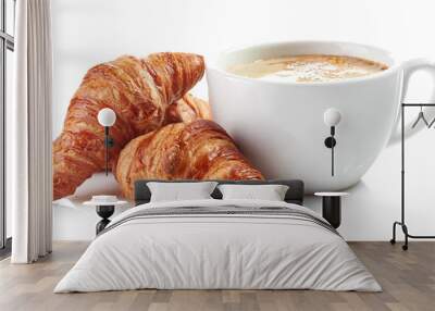 cup of coffee and croissants Wall mural