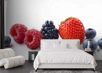 fresh berries on white background Wall mural