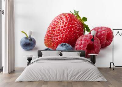 fresh berries on white background Wall mural