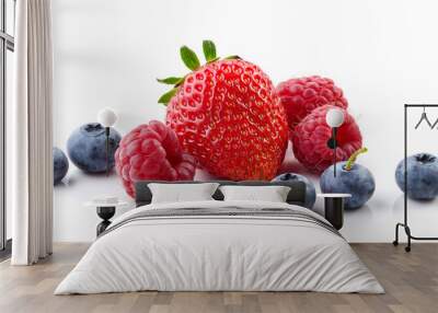 fresh berries on white background Wall mural