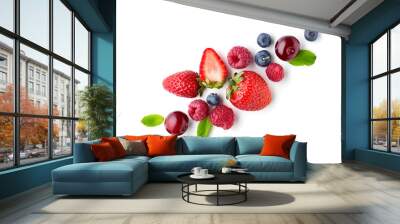 fresh berries on white background Wall mural