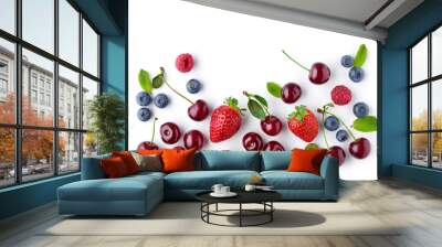 fresh berries on white background Wall mural